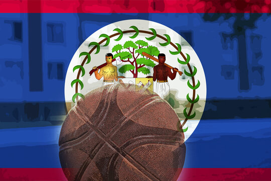 Basketball ball with Belize flag, basketball cup idea, Belize victory and win concept, basket ball  - Powered by Adobe