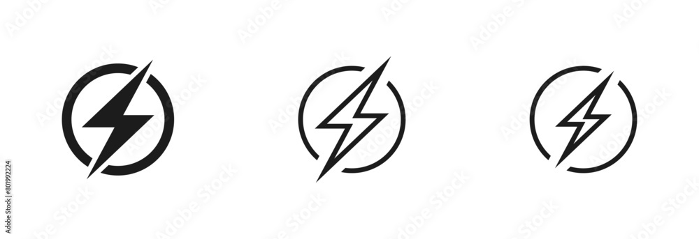 Poster flash thunder power icon, flash lightning bolt icon with thunder bolt - electric power icon symbol -