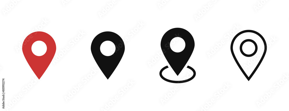 Poster Location icon set, Map pin place marker. location pointer icon symbol in flat style. Location pin line icon, Navigation sign