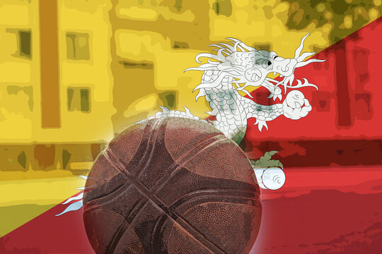 Basketball ball with Bhutan flag, basketball cup idea, tournament or competition, basket ball and - Powered by Adobe