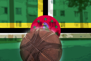Basketball ball with Dominica flag, Dominica victory and win concept, basket ball and national 