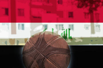 Basketball ball with Iraq flag, tournament or competition, basketball cup idea, basket ball and 