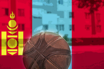 Basketball ball with Mongolia flag, basketball cup idea, tournament or competition, basket ball 
