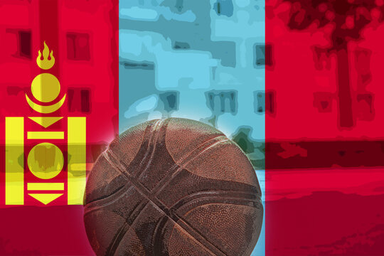 Basketball ball with Mongolia flag, basketball cup idea, tournament or competition, basket ball 