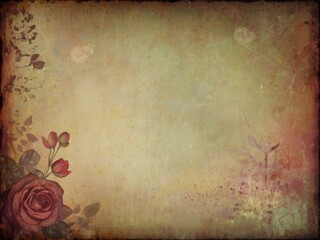 Vintage grunge background with roses and space for your text or image