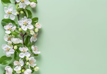 white flowers and green leaves on a green background
