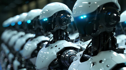 Fototapeta premium ai robot factory cinematic wallpaper
