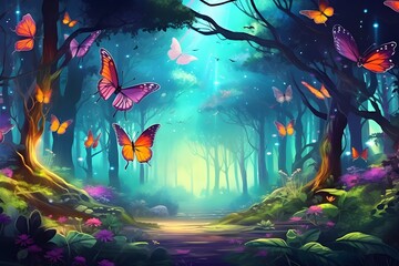 background with butterflies Generative AI