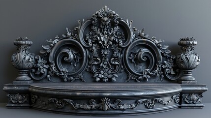 Victorian-inspired podium mock upwith ornate details and rich fabrics