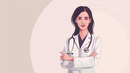 Female doctor with stethoscope on light background Vector