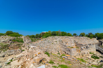 Troy ancient city view. Ruins of Troy background photo.