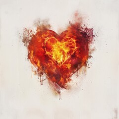A beautiful heart of fire and flame. Passion. The flame is a symbol of love. A searing fire in the shape of a heart.