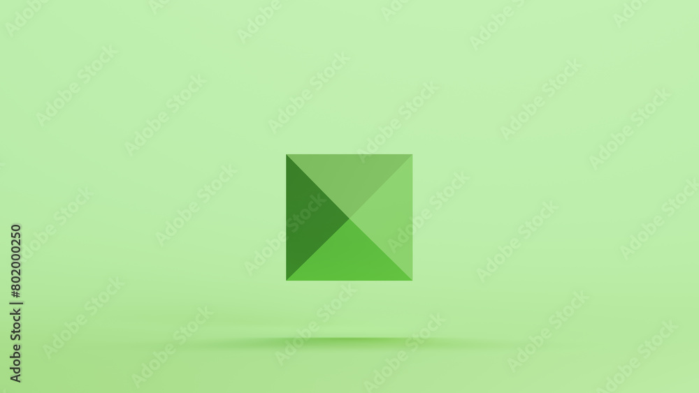 Poster green mint pyramid face geometric shape solid structure prism background 3d illustration render digi
