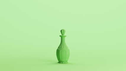 Green mint decanter vintage bottle drinks spirits container object background 3d illustration render digital rendering