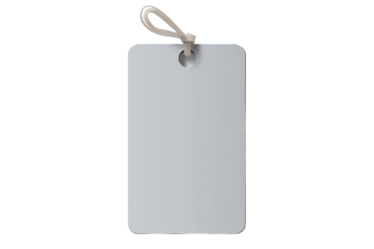 Ethereal White Tag Dancing on a String. On a White or Clear Surface PNG Transparent Background.
