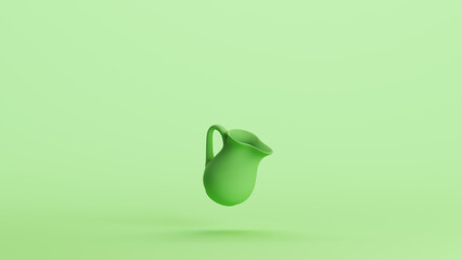 Green mint jug milk drink handle stylish pottery soft tones background 3d illustration render digital rendering