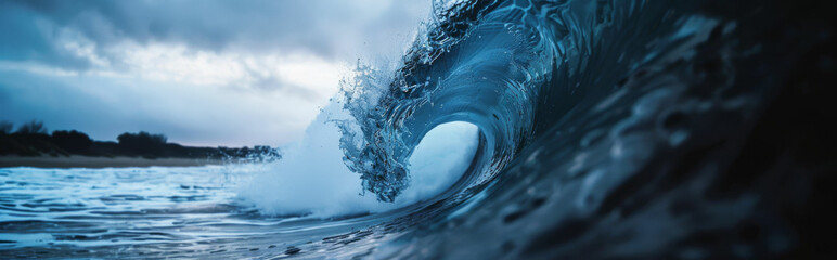 a large blue wave breaking into the ocean