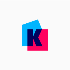 k Letter House Overlapping color Monogram Home mortgage architect architecture logo vector icon illustration