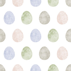 Seamless pattern with easter eggs, hand drawn illustration in watercolor style