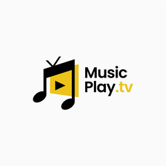 music channel tv play notes television vlog video logo vector icon illustration