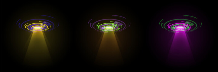 Shining spotlights of light. On a transparent background.