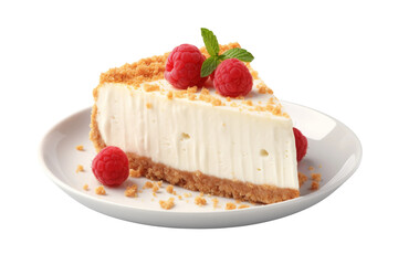 Blissful Indulgence: Decadent Cheesecake Delight. On a White or Clear Surface PNG Transparent Background.