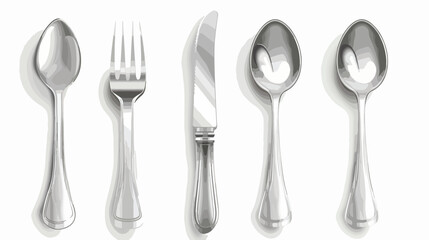 Fork knife and spoon on white background Vector illustration