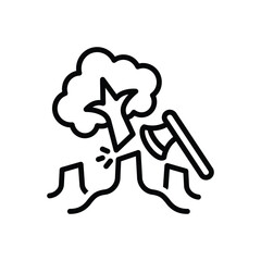 Black line icon for deforestation