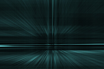 Abstract background with speed blurred blue lines and horizon. Futuristic illustration with speed concept