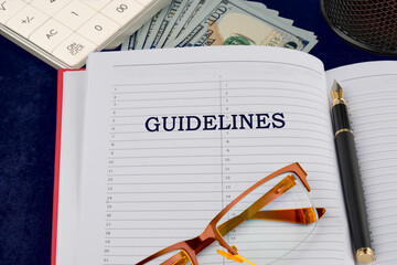 Guidelines written in the businessman's notebook