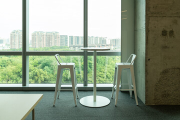 Interior of modern empty office building.Open ceiling design.Equipped with automatic lifting table...