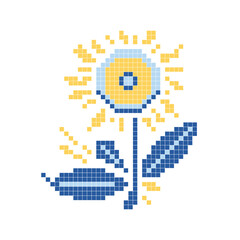 Floral folk art scheme for cross-stitch and knitting. Element embroidery
