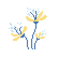 Floral folk art scheme for cross-stitch and knitting. Element embroidery