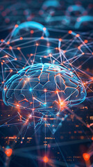 Human Brain with Network Connections and Global Data Flow
