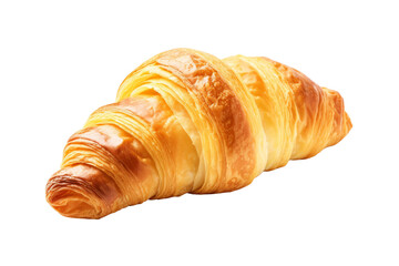 The Flaky Elegance of a Croissant. On a White or Clear Surface PNG Transparent Background.
