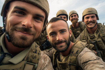 Fototapeta premium AI generated image of soldier in camouflage uniform