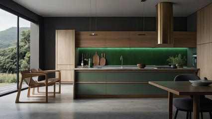 modern kitchen design with dinning table