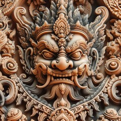 Intricate Elegance: A Detailed Stone Sculpture Showcasing Ornate Floral and Swirl Patterns of Cultural Heritage