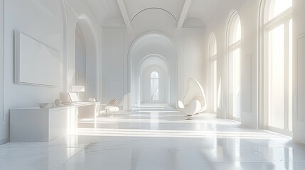 Fototapeta premium White room with gadget. Generative AI.