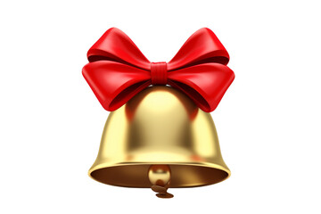 The Golden Bells Festive Red Bow. On a White or Clear Surface PNG Transparent Background.