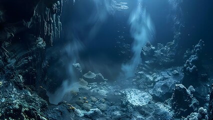 Obraz premium Scientists study deepsea extremophiles in hydrothermal vents for astrobiology insights. Concept Astrobiology, Deepsea Extremophiles, Hydrothermal Vents, Research, Scientists