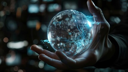 3D Abstract Dark Blue Background with Dot Pattern, Vector Design Featuring Dimensional Dotted Flow, Technology and Nanotechnology Theme, Big Data Visualization