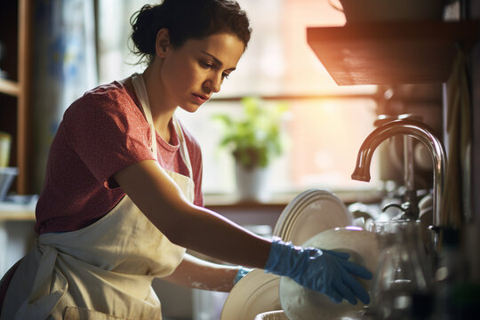 Hardworking person doing household chores made with generative AI concept