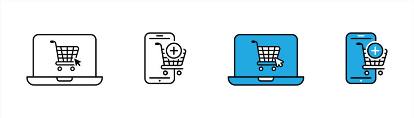 online shopping icon set. digital shopping icon. vector illustration