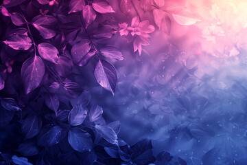 Enveloping in a dance of colors, this abstract background features a harmonious blend of soothing blues, soft pinks, and lavender tones amidst floral silhouettes