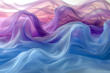 Obraz premium This abstract background captivates with undulating waves of soothing blues, soft pinks, and lavender hues, highlighted by a subtle holographic glow