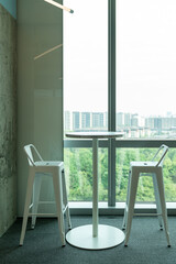 Interior of modern empty office building.Open ceiling design.Equipped with automatic lifting table...