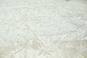 Ice texture in the stadium. Ice skating. Snow-covered surface.