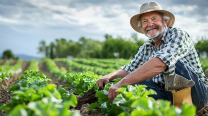 Young Farmer Smiling in Field, Showcasing Joy and Commitment to Maintaining Soil Health in Organic Farming