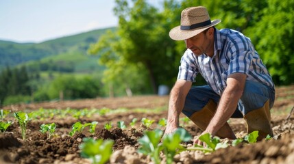Farmer Holding Rich Soil with Emerging Plant, Symbolizing the Foundation of Agricultural Success Through Soil Health